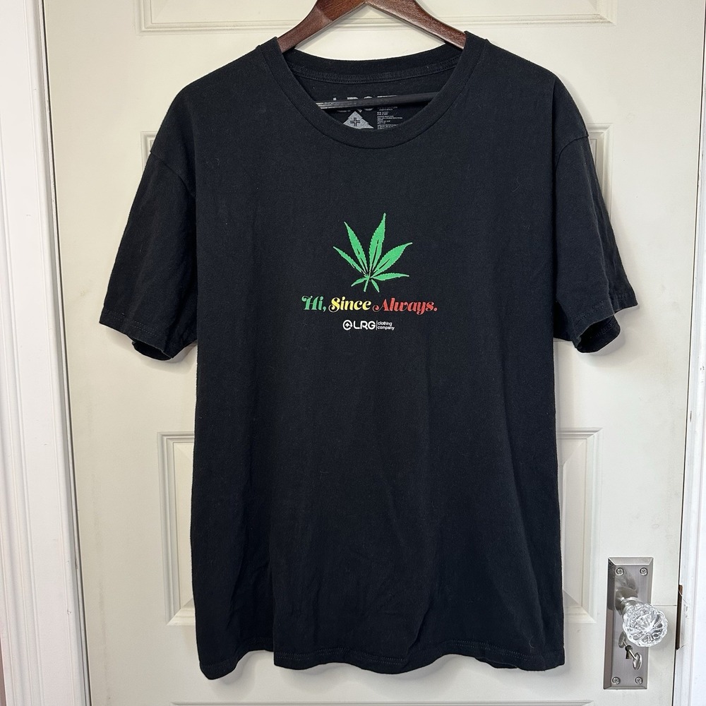 LRG Lifted Research Group Black Logo Hi Since Always Weed Marijuana T-shirt SZ L